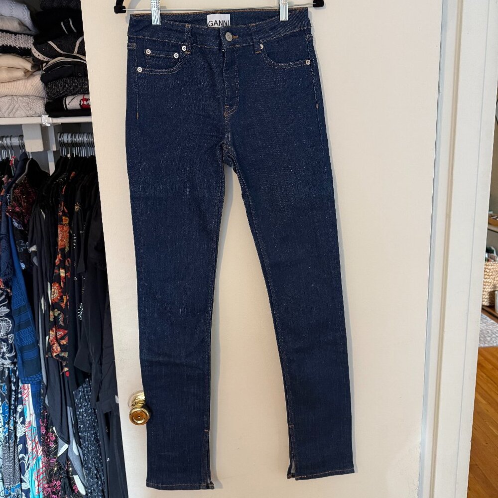 GANNI Side Slit Dark Wash Jeans - Picture 2 of 9